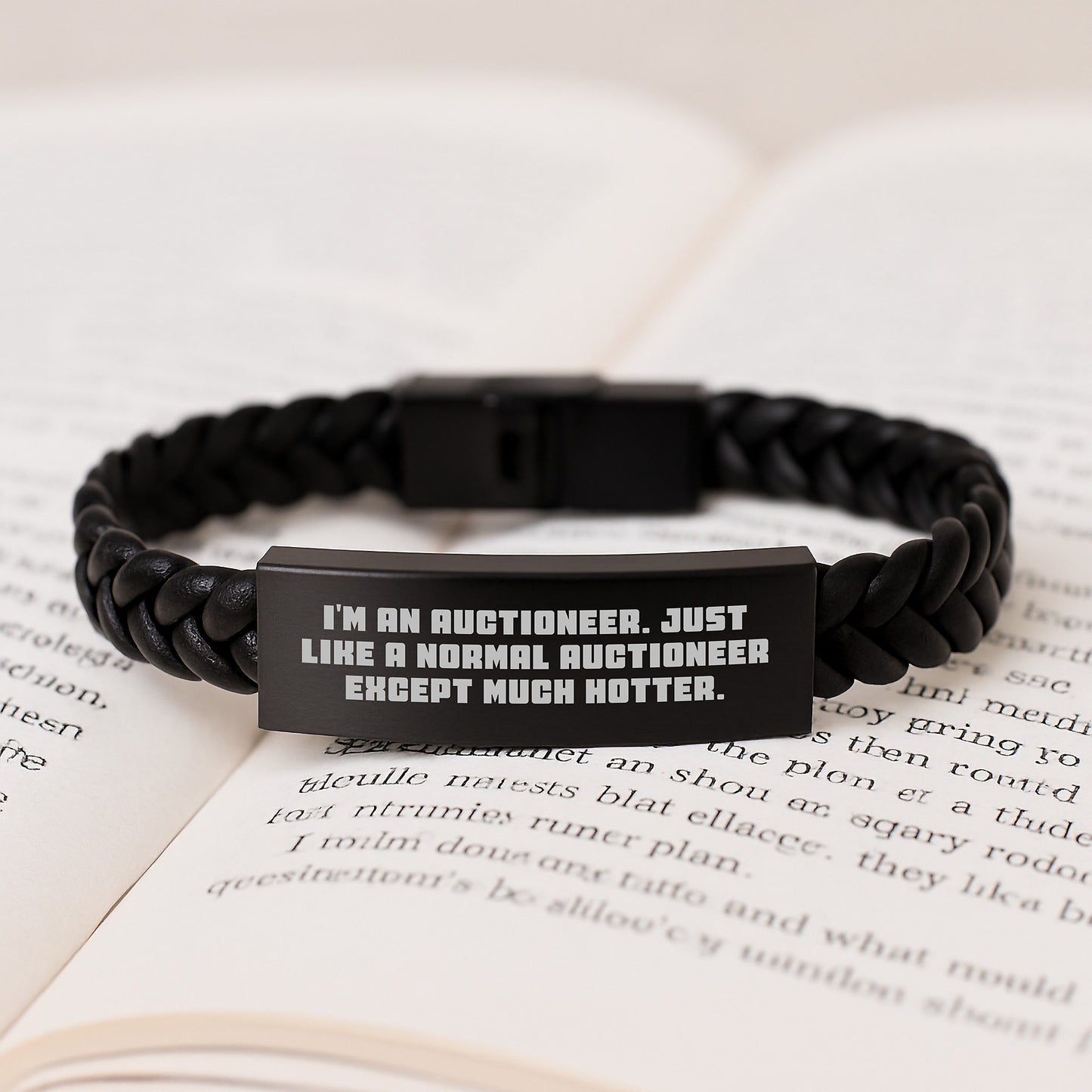 Auctioneer Inspired Interlaced Leather Bracelet Gifts for Men from Friends with Humorous Quote - Image 3