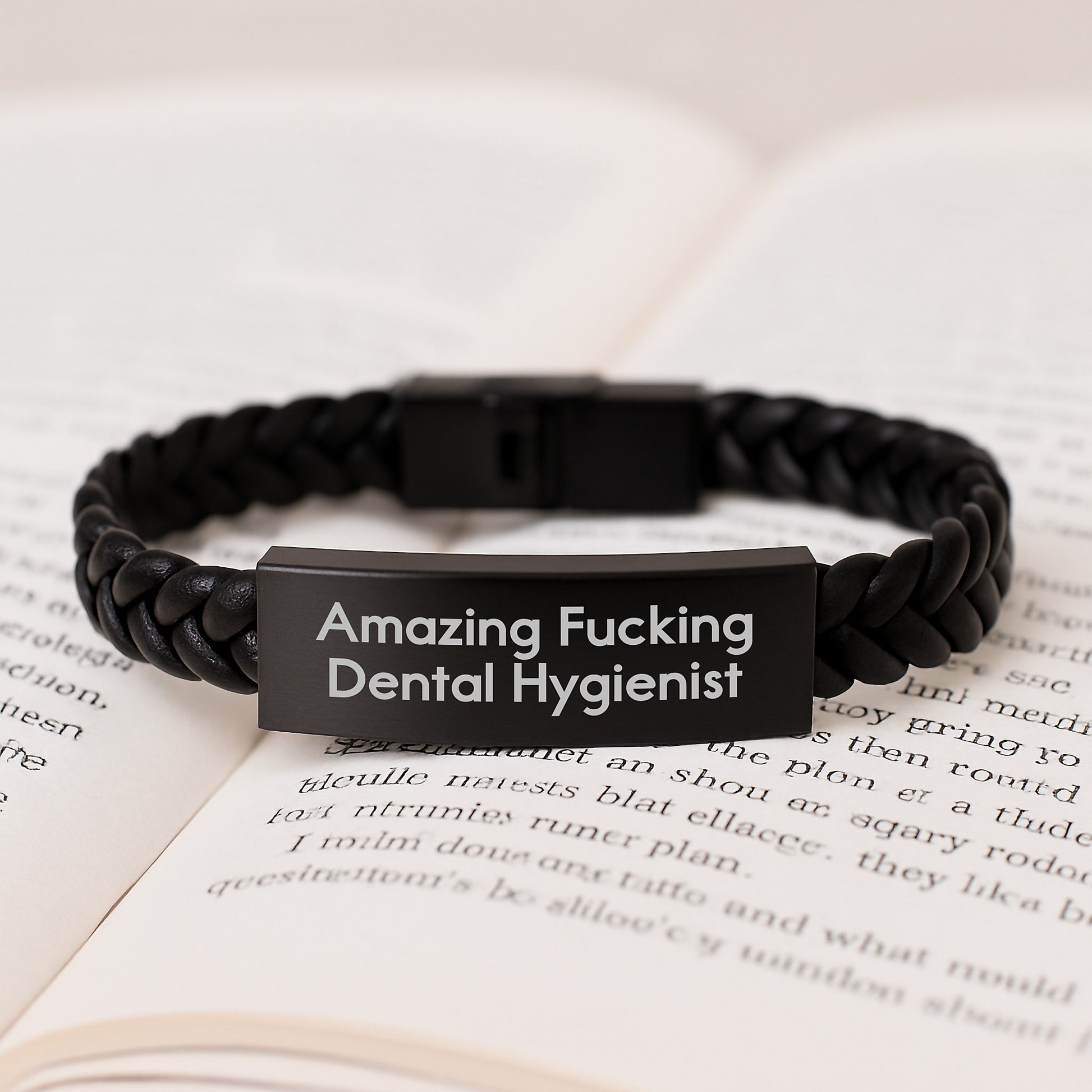 Funny Dental Hygienist Quote Interlaced Leather Bracelets for Men Gifts from Friends to Dental Hygienist on Birthday, Unique Gift Ideas - Image 3