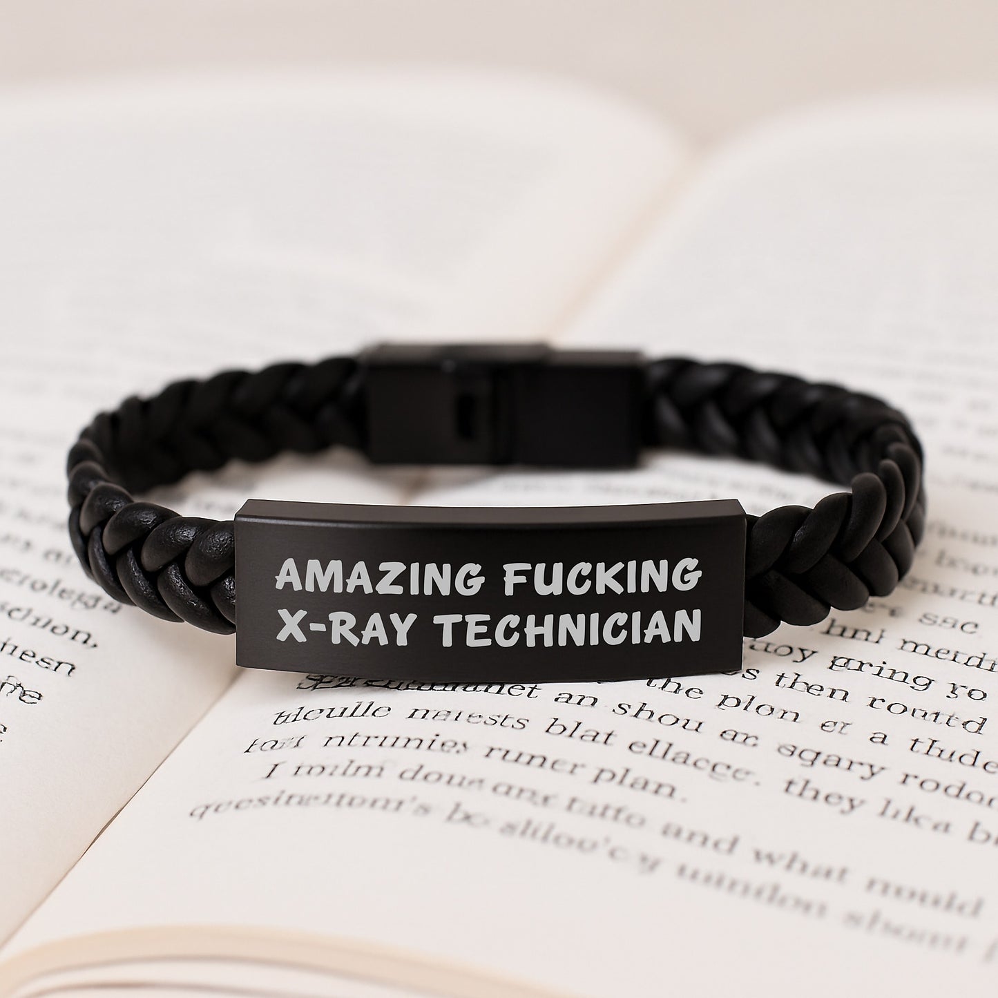 Funny X-Ray Technician Gifts from Friends, Unique Interlaced Leather Bracket for Birthday, Amazing F--king X-ray Technician Quote, X-Ray Technician Accessories, X-Ray Technician Jewelry - Image 3