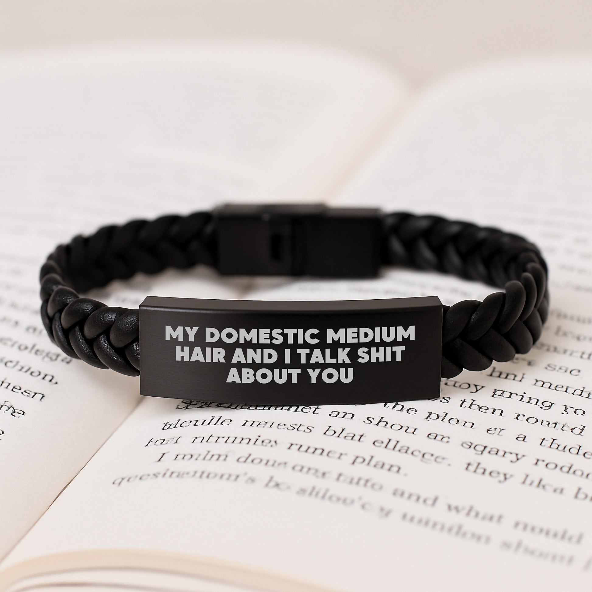 Funny Domestic Medium Hair Gifts Interlaced Leather Bracelet for Dad Father's Day from Men - Image 3