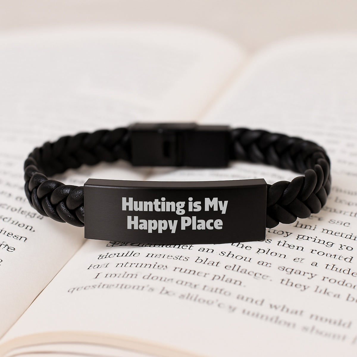 Hunting Gifts from Friends and Family for Men - Inspirational Interlaced Leather Bracelet for Graduation Unique Gifts, Gifts for Hunting Enthusiasts, 'Hunting Is My Happy Place' - Image 3