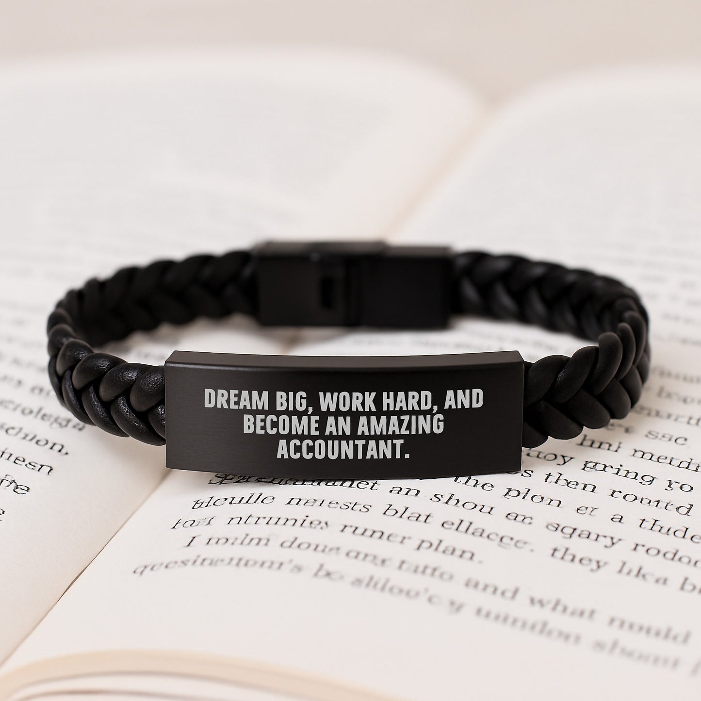 Accountant Gifts for Him or Her, Inspirational Interlaced Leather Bracelet, Dreams Big, Work Hard, Gifts from Friends, Gifts for Accountant - Image 3