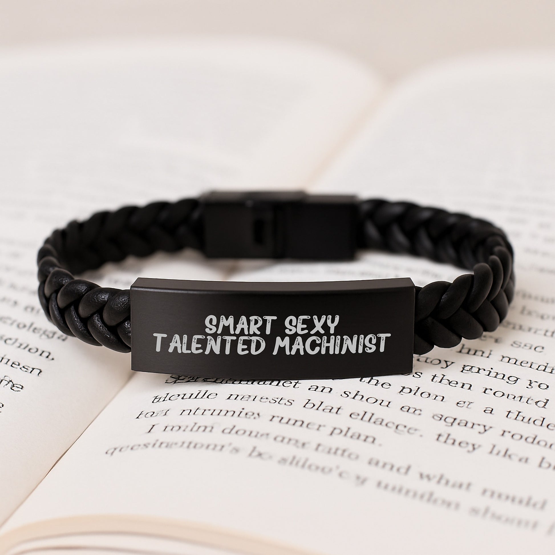 Machinist Gifts from Friends - Smart Sexy Talented Machinist Quote Interlaced Leather Bracelet for Graduation Unique Gifts for Men Machinist - Image 3