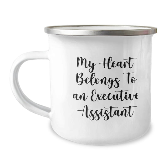 Funny Executive Assistant Gifts for Men from Friends - My Heart Belongs To An Executive Assistant Camping Mug, Perfect for Christmas Unique Gifts - Image 1