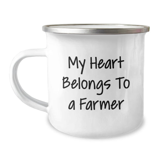 Funny Farmer Camping Mug, Unique Gifts for Farmers, My Heart Belongs To A Farmer, Christmas Unique Gifts from Friends and Family - Image 1