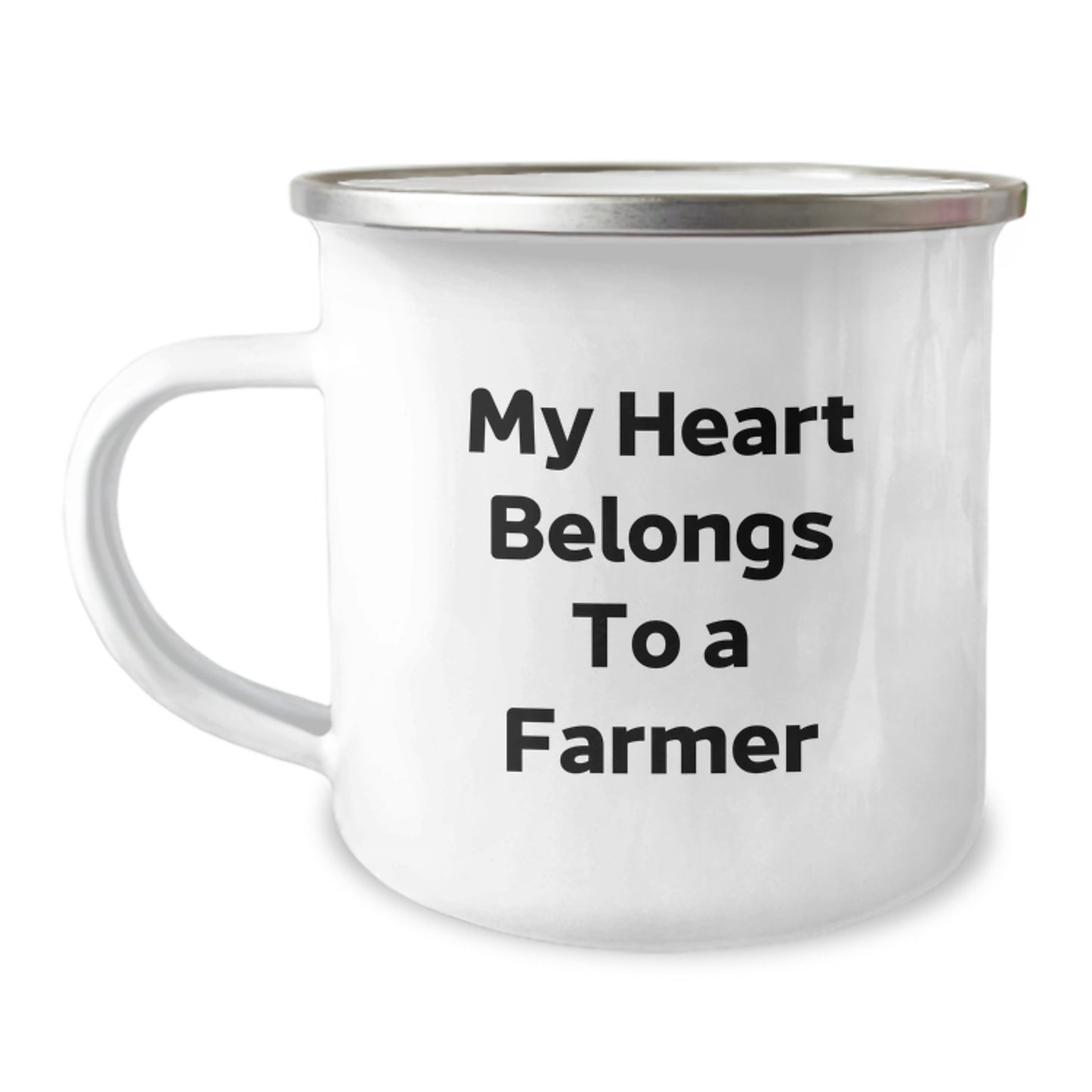 Funny Gifts from Friends and Family for My Heart Belongs To A Farmer, Farmer Christmas Unique Gifts, Farmer Camping Mug - Image 1