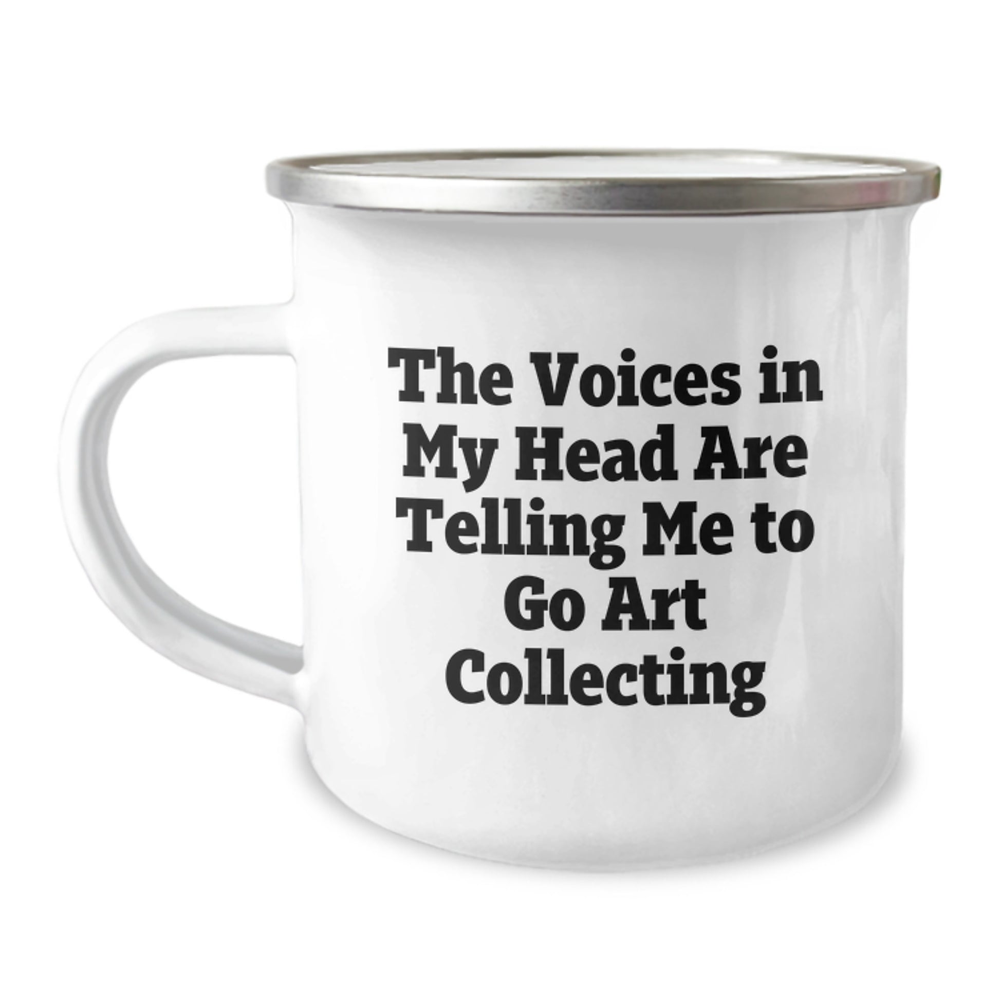 Funny Art Collecting Gifts for Men, Women, and Friends - 'The Voices In My Head Are Telling Me To Go Art Collecting' Graduation Unique Gifts from Family or Coworkers - Camping Mug - Image 1