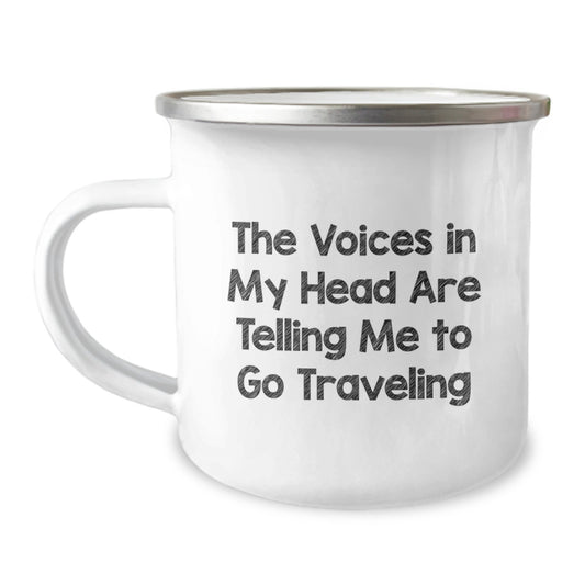 Funny Traveling Quotes Gifts from Friends for Camping Lovers - The Voices In My Head Are Telling Me To Go Traveling - Christmas Unique Gift Idea for Travel Enthusiasts - Image 1
