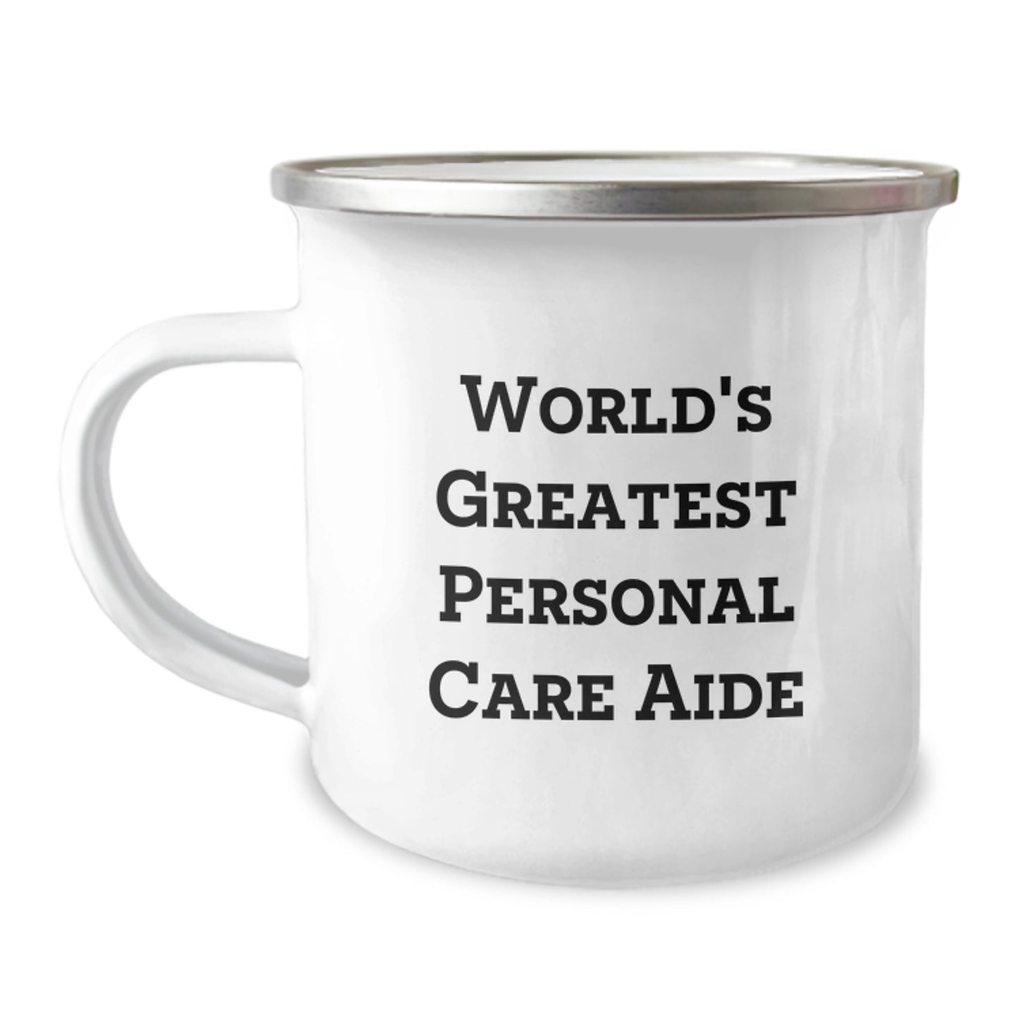 Funny Graduation Unique Gifts for Personal Care Aide from Friends - 'World's Greatest' Camping Mug, 12 oz Stainless Steel with Enamel Finish - Image 1