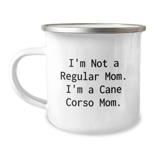 Cane Corso Dog Mom Enamel Camping Mug, Funny Quote, Gifts from Friends and Family for Graduation Unique Gifts - Image 1