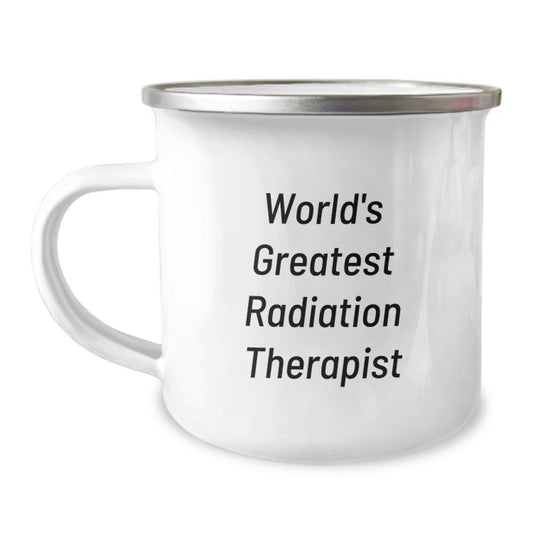 Funny Radiation Therapist Gifts from Friends for Men - 'World's Greatest Radiation Therapist' Camping Mug, Birthday Unique Gifts - Image 1