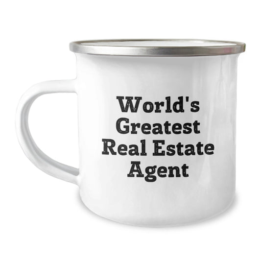 Funny Gifts from Friends for the World's Greatest Real Estate Agent - Real Estate Agent Camping Mug - Unique Graduation Gifts for Men - World's Greatest Real Estate Agent - Image 1