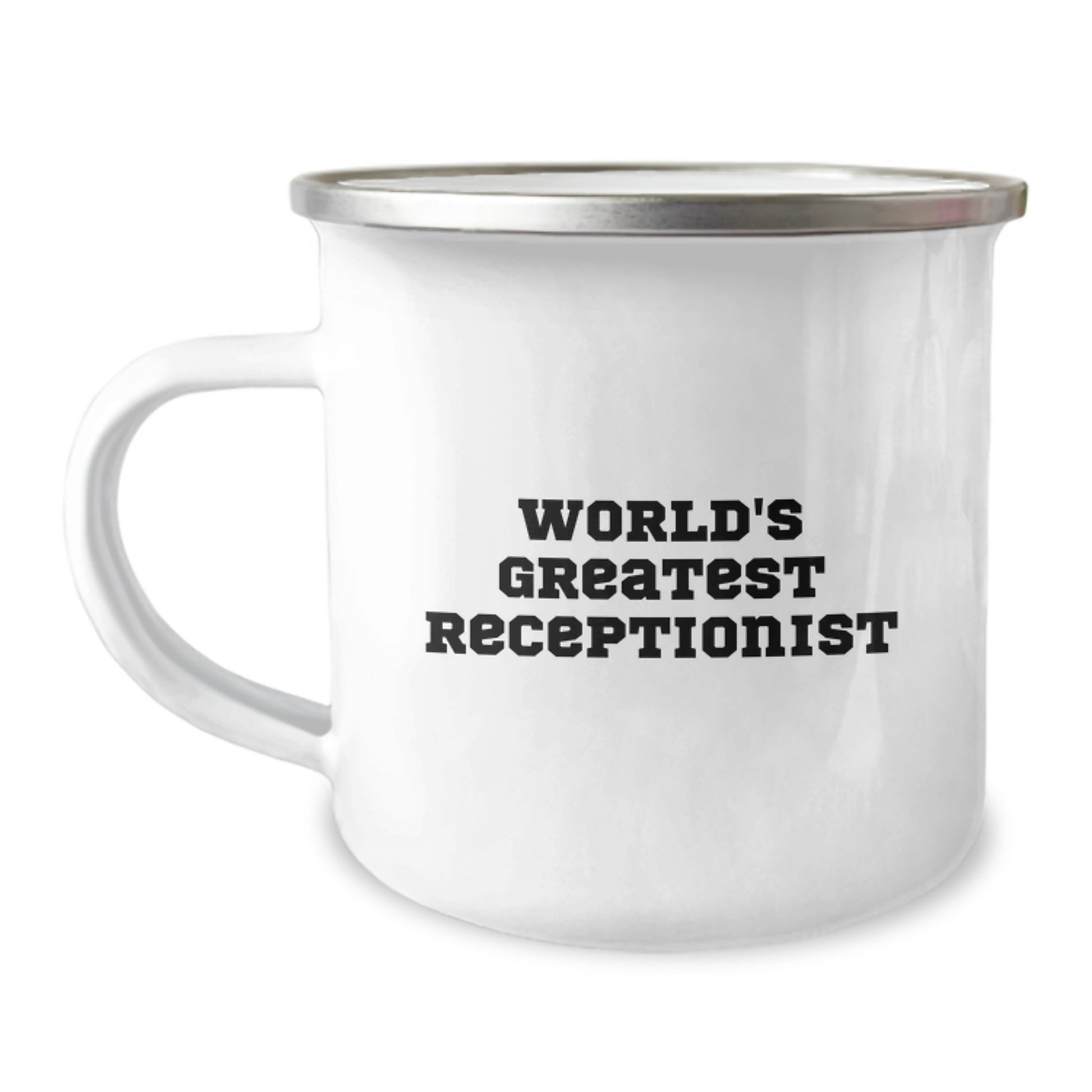 Gifts for Receptionists - Funny World's Greatest Receptionist Mugs for Office Colleagues, Coworkers, and Friends - Unique Camping Mugs for Graduation, Office, and Work - Image 1