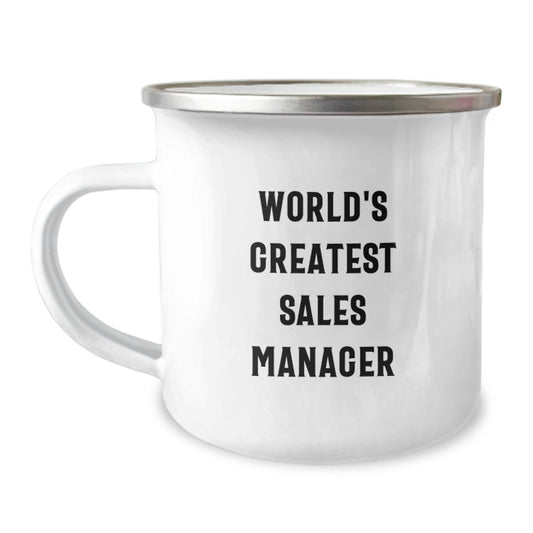 Funny World's Greatest Sales Manager Gifts for Graduation - 12 oz Camping Mug, Stainless Steel with Enamel Finish, Gifts from Friends to Sales Manager - Image 1