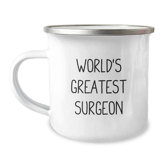 Funny World's Greatest Surgeon Gifts from Men to Friends - Valentine's Unique Camping Mugs, 12 oz Stainless Steel with Enamel Finish - Image 1