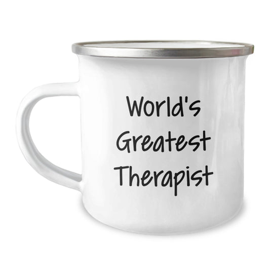 Funny Therapist Gifts from Men for Valentine's Unique Camping Mug - 'World's Greatest Therapist' Quote - Image 1
