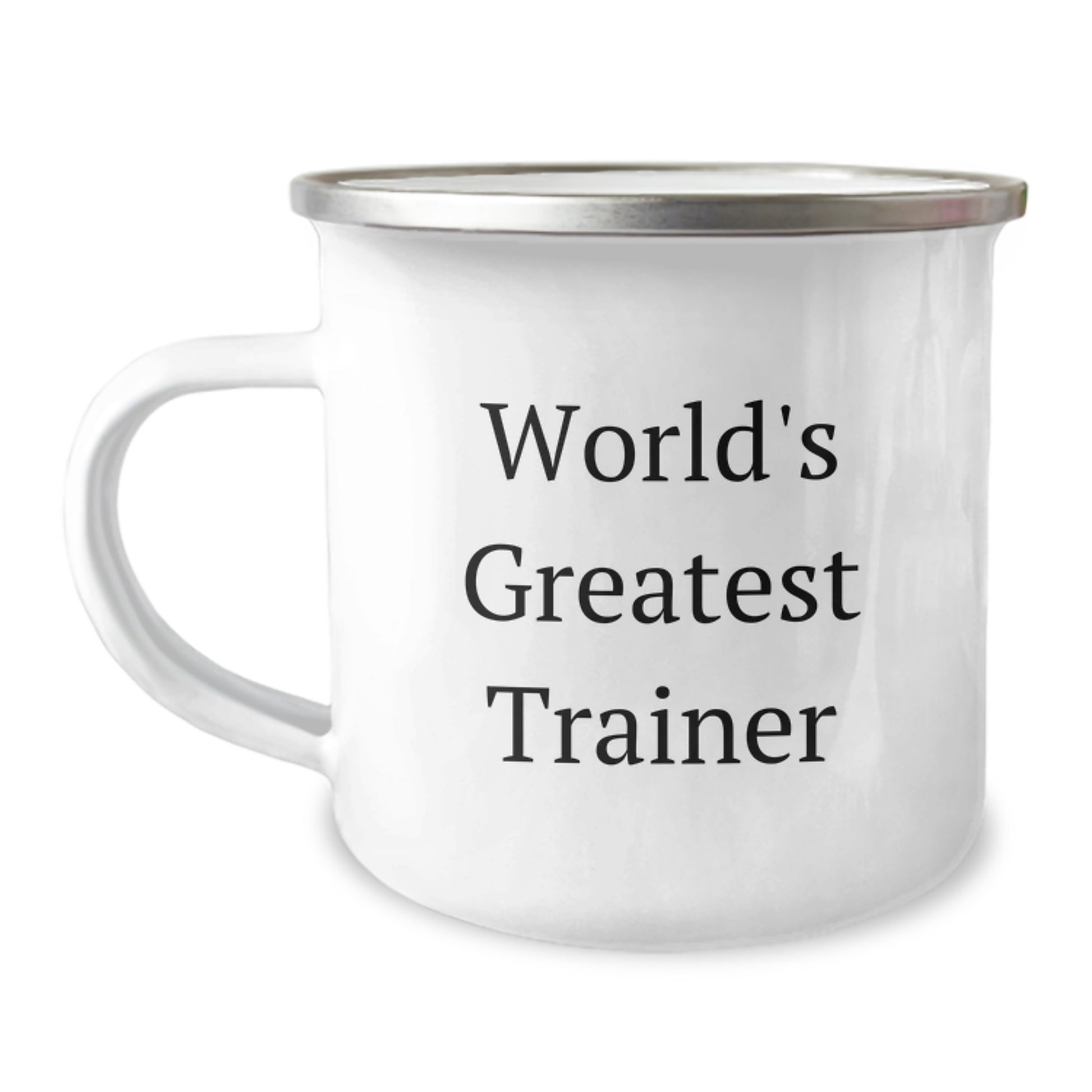 Trainer Gifts from Friends, Funny World's Greatest Trainer Camping Mug for Trainer's Birthday, 12 oz Stainless Steel with Enamel Finish - Image 1