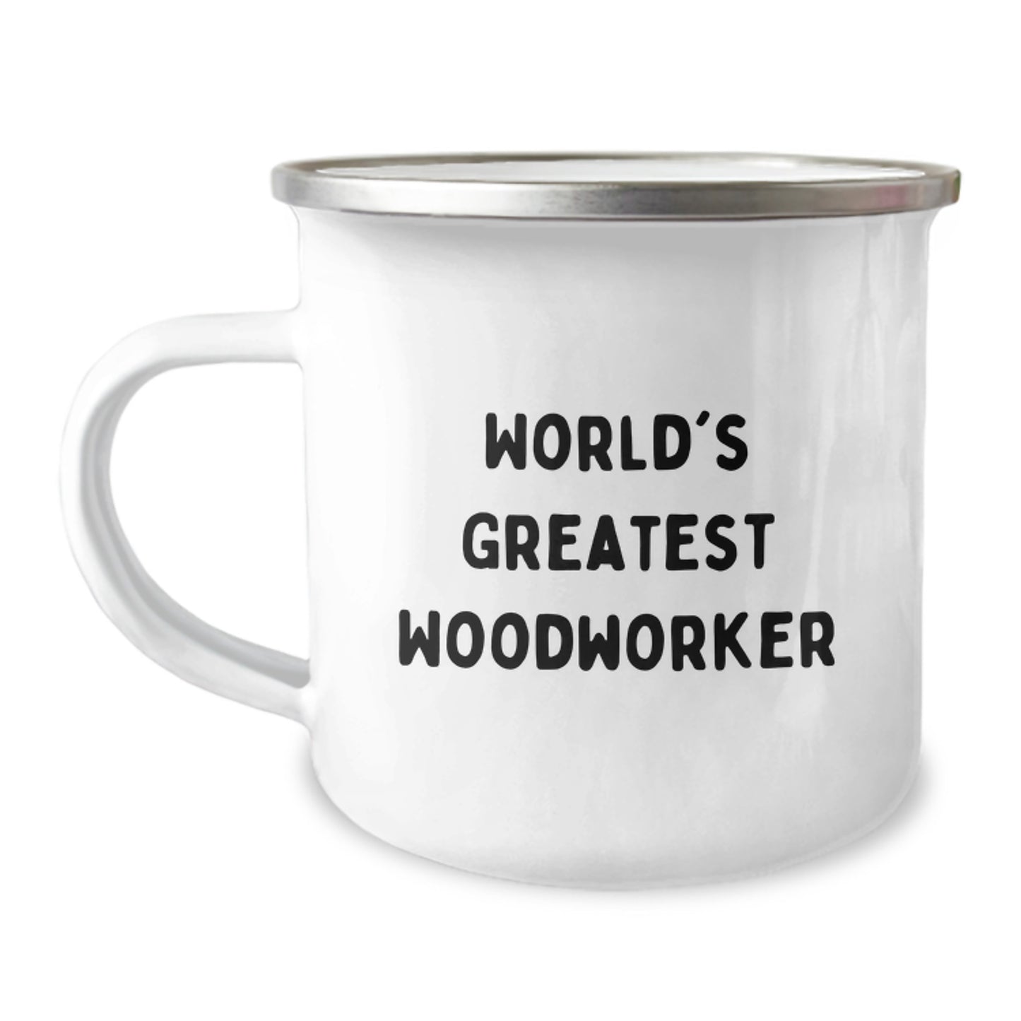 Funny Woodworker Gifts for Dad, World's Greatest Woodworker Enamel Camping Mug, Unique Father's Day Unique Gift from Men to Men - Image 1