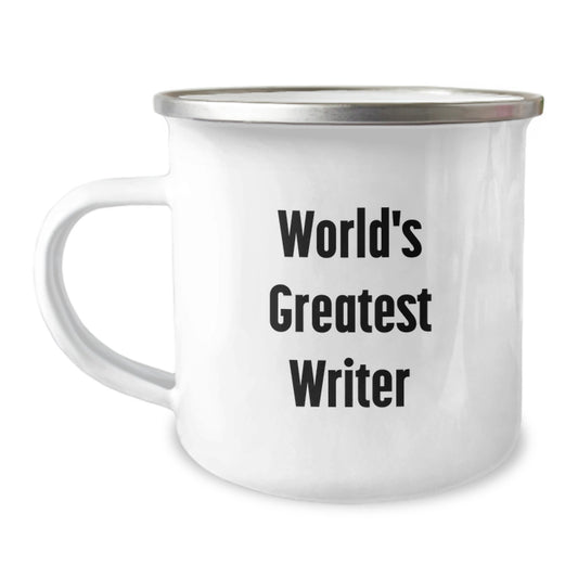 Funny Writer Gifts for Men, World's Greatest Writer Quote on Camping Mug, Perfect Unique Christmas Memorable Presents from Friends - Image 1