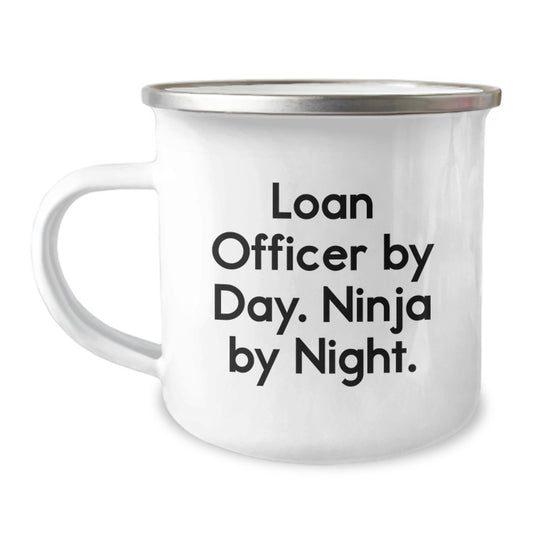 Funny Loan Officer Gifts from Family, Christmas Unique Mugs for Loan Officer By Day. Ninja By Night., Stainless Steel Camping Mugs - Image 1