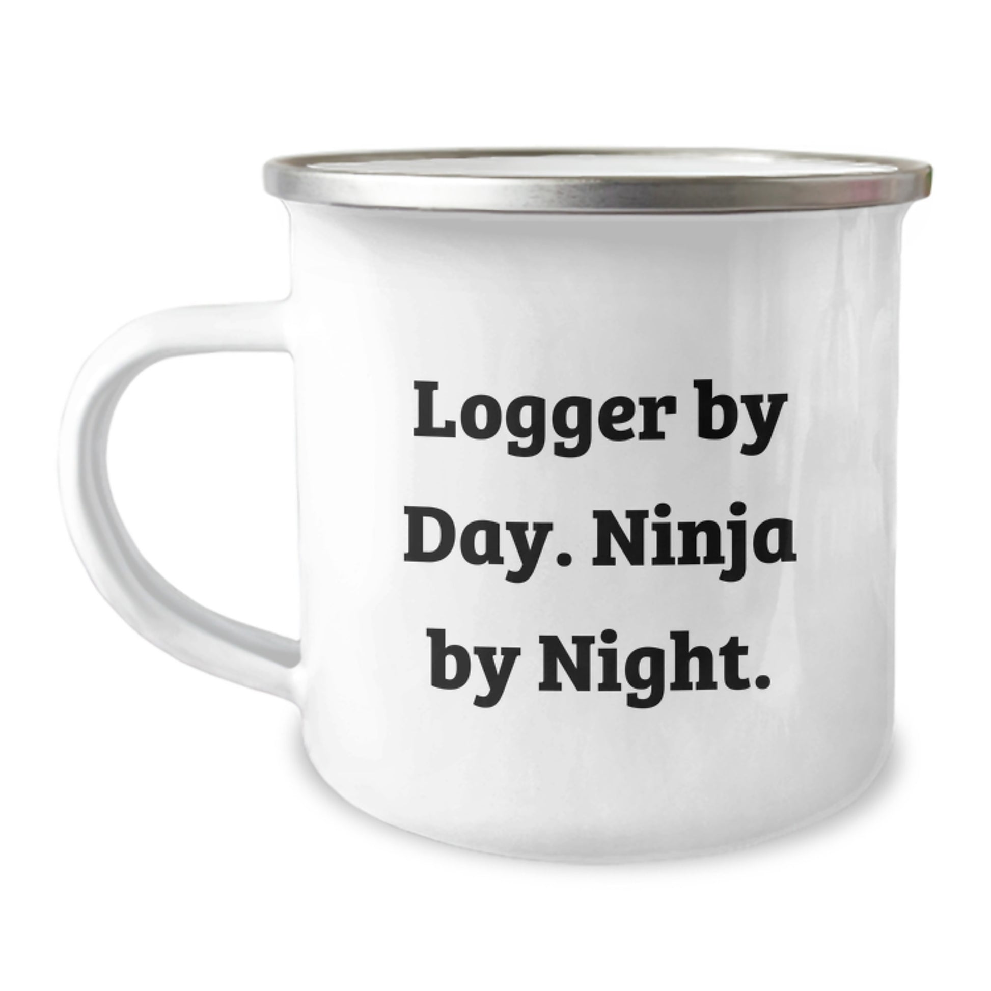 Logger Gifts from Friends for Graduation Unique Logger Camping Mug, Logger By Day. Ninja By Night., Funny Humorous Gift for Logger Men, Stainless Steel with Enamel Finish - Image 1