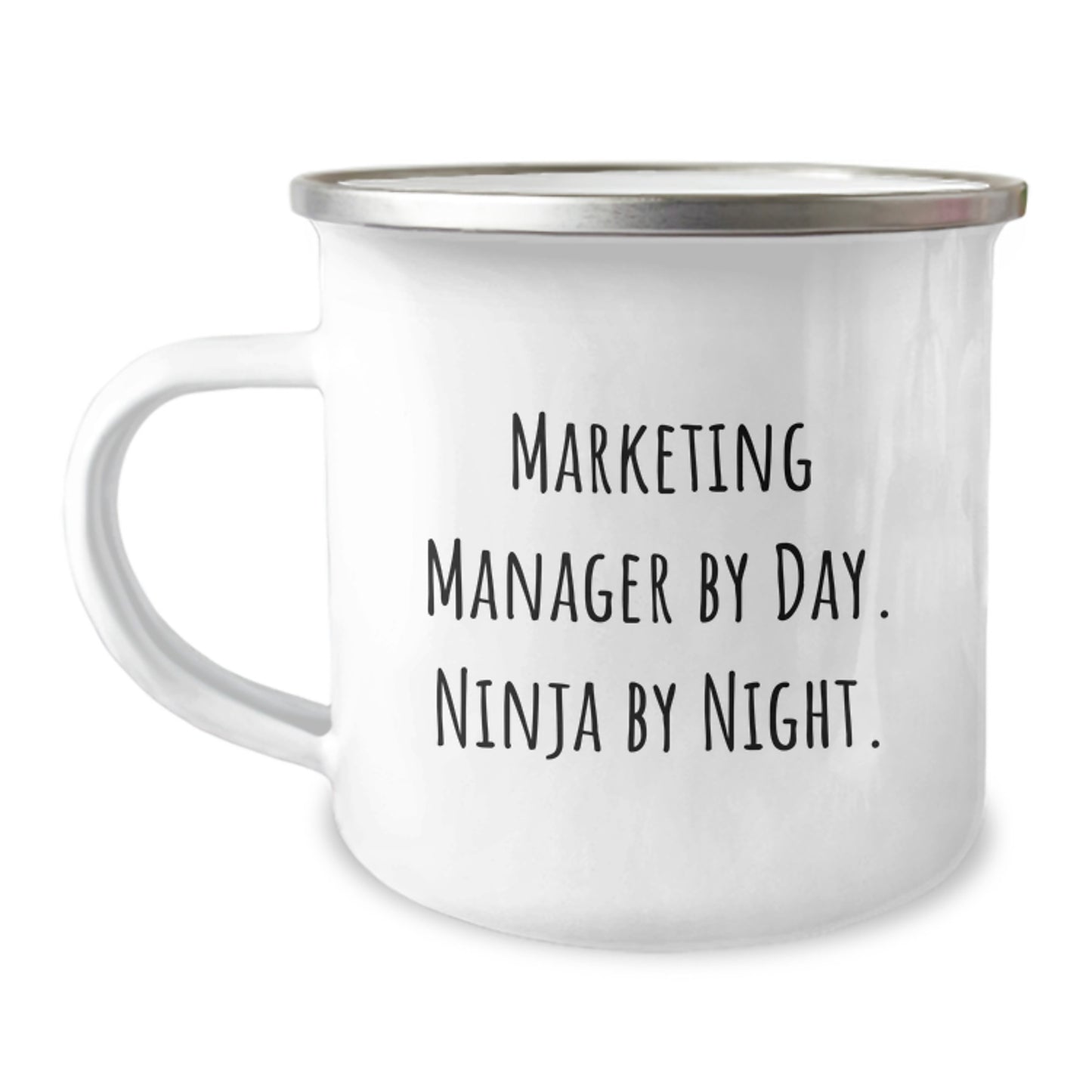 Funny Marketing Manager Gifts from Friends for Christmas, Camping Mug, Marketing Manager By Day. Ninja By Night. - Image 1