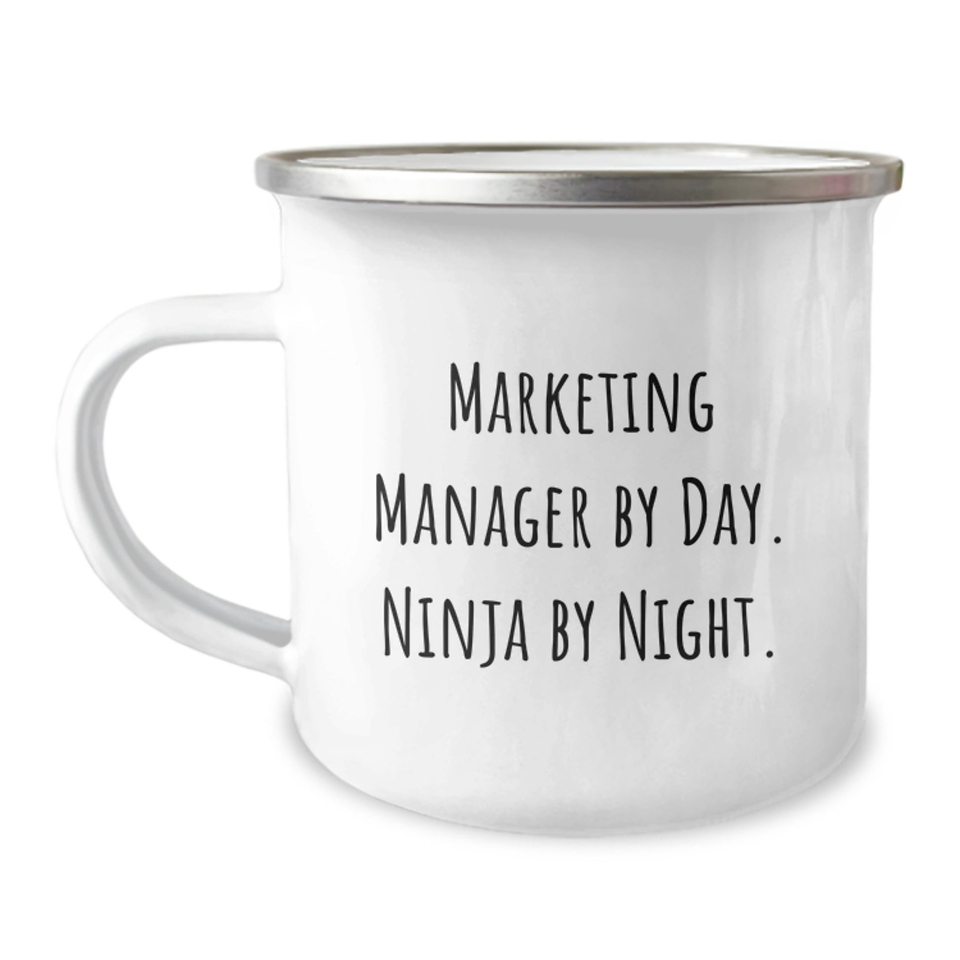 Funny Marketing Manager Gifts from Friends for Christmas, Camping Mug, Marketing Manager By Day. Ninja By Night. - Image 1