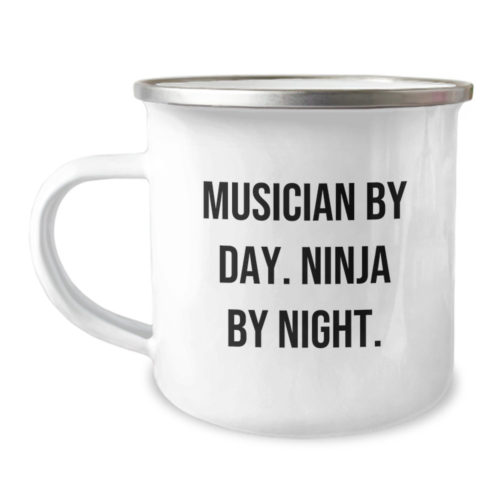 Musician Gifts from Friends for Graduation Unique Presents Musician By Day Ninja By Night Camping Mug, Stainless Steel 12 oz - Image 1