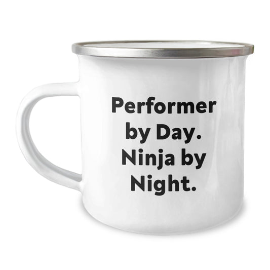 Funny Performer Gifts for Men, Women, Friends - 'Performer By Day. Ninja By Night.' Camping Mug, Perfect Graduation Unique Gifts from Family - Image 1