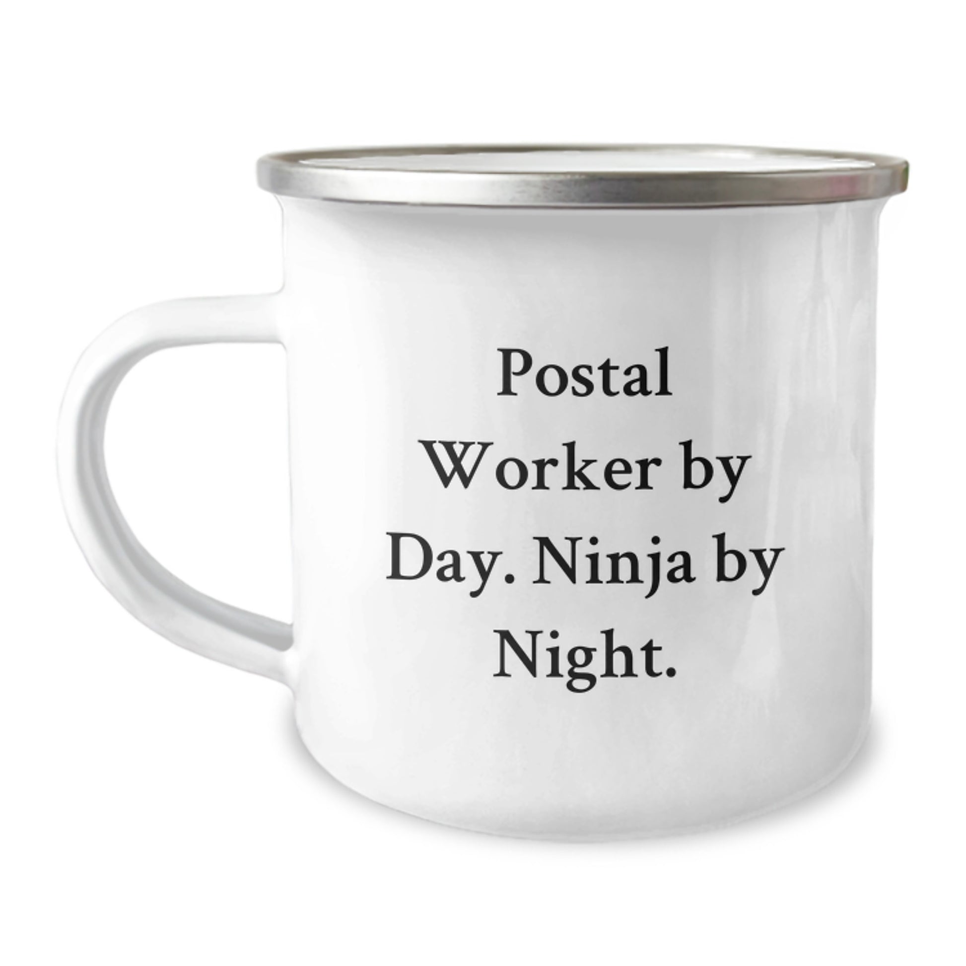 Funny Postal Worker Gifts from Family, Unique Camping Mugs for Postal Worker, Quote: 'Postal Worker By Day. Ninja By Night.' for Graduation - Image 1