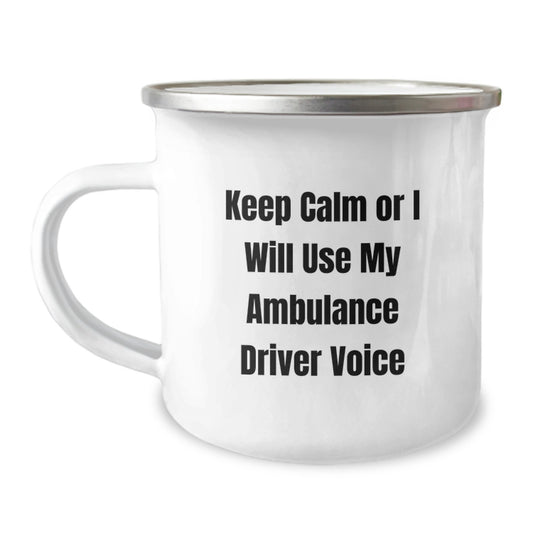 Funny Ambulance Driver Gifts from Friends for Ambulance Driver - Keep Calm Or I Will Use My Ambulance Driver Voice Christmas Unique Mugs for Ambulance Driver - Image 1
