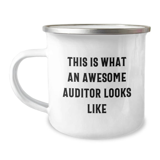 Funny Auditor Gifts from Friends for Graduation, This Is What An Awesome Auditor Looks Like Camping Mug, 12 oz Stainless Steel with Enamel Finish - Image 1