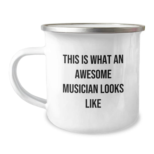 Funny Musician Gifts for Men Graduation Unique Camping Mug from Friends - 'This Is What An Awesome Musician Looks Like' - Image 1