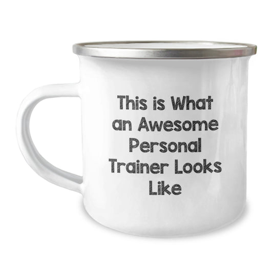 Funny Personal Trainer Gifts from Friends for Personal Trainers, Camping Mug, Christmas Unique Gifts, This Is What An Awesome Personal Trainer Looks Like Mug - Image 1