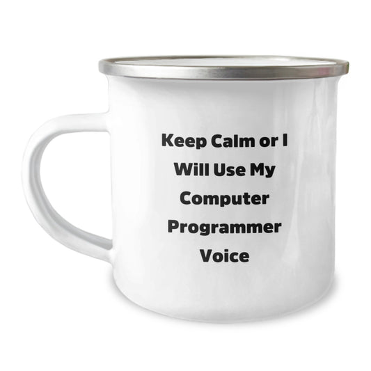 Computer Programmer Gifts from Friends, Cute Keep Calm Camping Mug for Men, Graduation Unique Gifts - Image 1