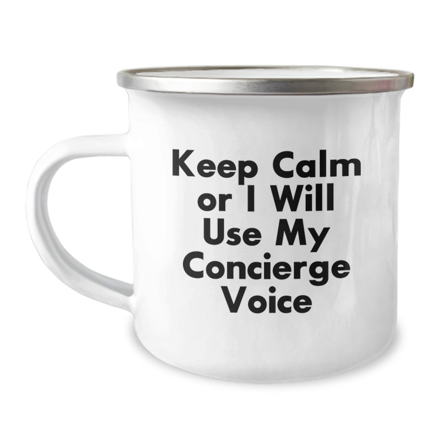 Gifts from Friends and Family, Fun Camping Mugs for Dad, Keep Calm or I Will Use My Concierge Voice, Unique Father's Day Unique Gifts for Men and Family, Concierge Camping Mug - Image 1