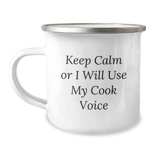 Funny Cook Gifts for Him - Keep Calm Cook Voice Camping Mug, Valentine's Unique Gifts from Men to Men - Image 1