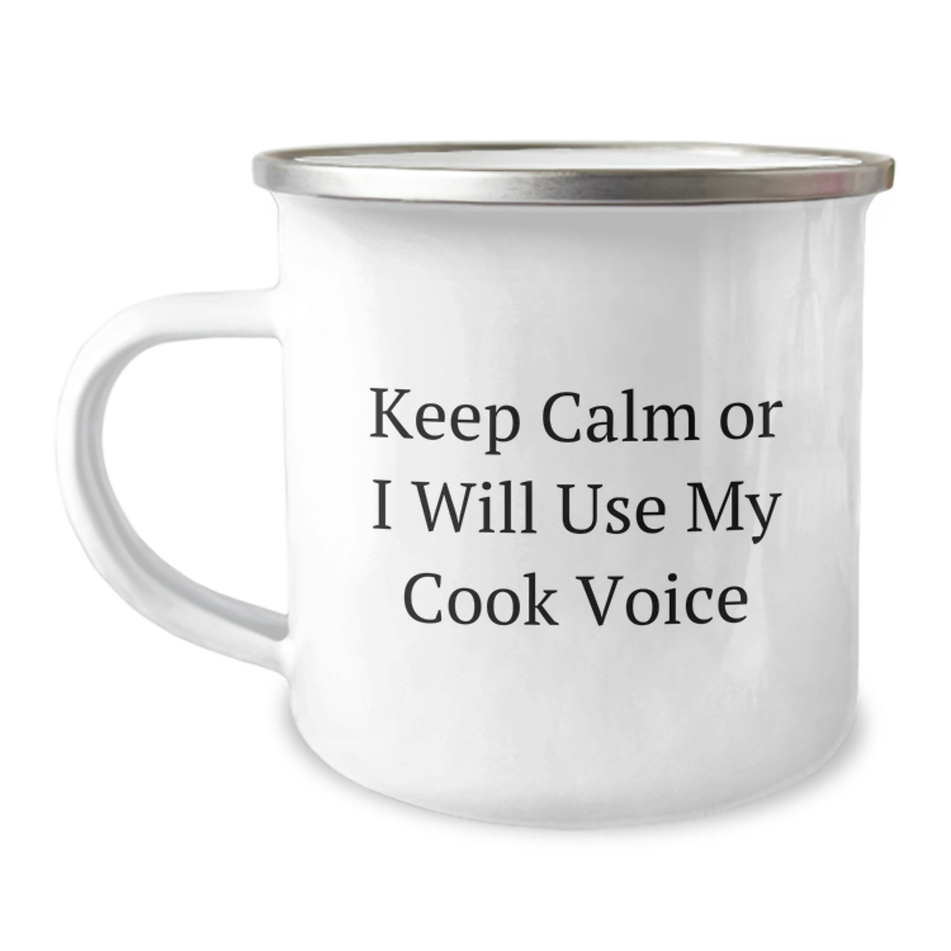 Funny Cook Gifts for Men, Keep Calm Or I Will Use My Cook Voice, Valentine's Unique Camping Mug for Him - Image 1