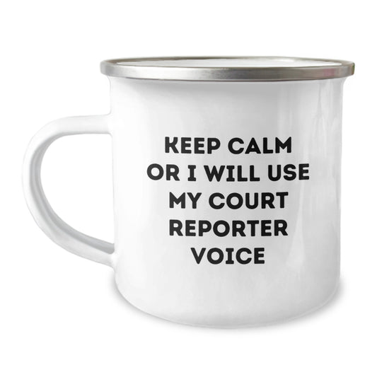 Funny Court Reporter Gifts from Friends, Keep Calm Or I Will Use My Court Reporter Voice - Court Reporter Christmas Unique Gifts for Men or Women - Image 1