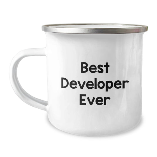 Funny Developer Gifts from Friends for Best Developer Ever Graduation Unique Gifts, Camping Mug for Men, Cute Quote, 12 oz Stainless Steel with Enamel Finish - Image 1