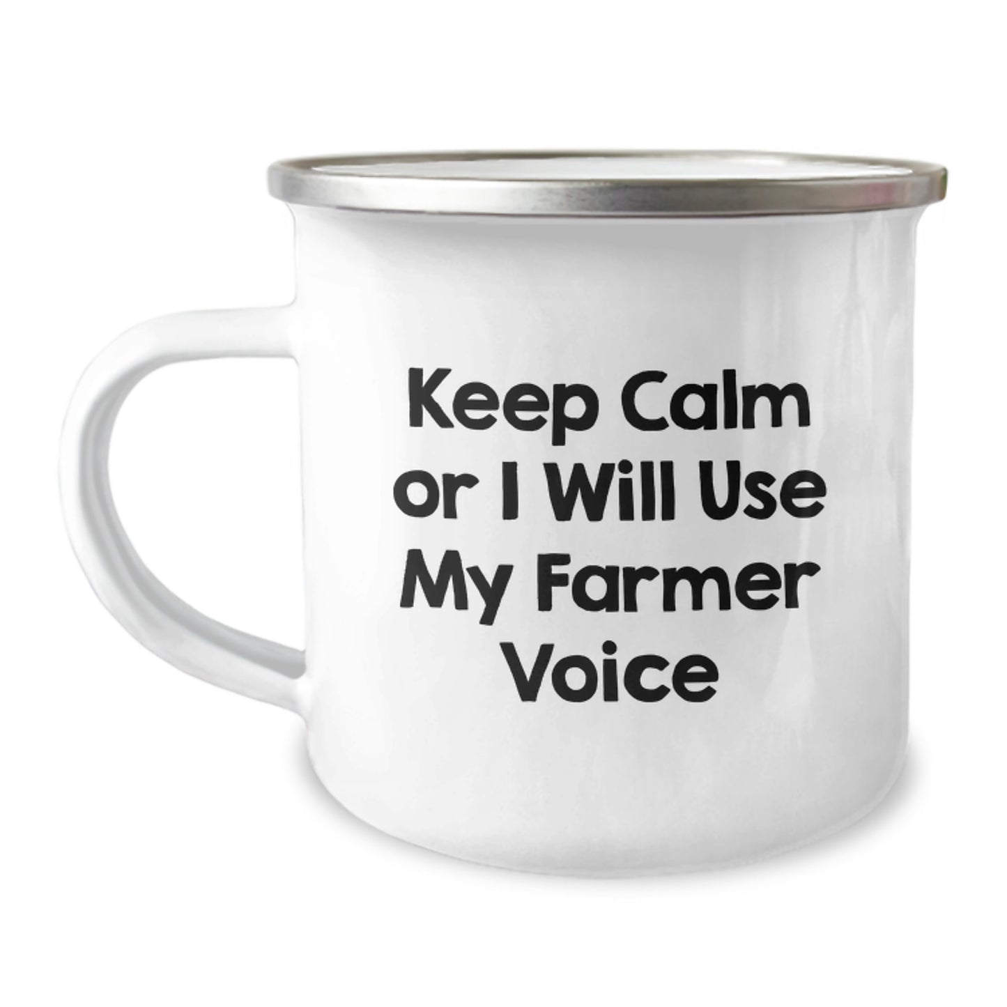 Funny Farmer Gifts - Christmas Unique Gifts from Men to Farmer Friends - Camping Mug with Keep Calm Or I Will Use My Farmer Voice - Image 1