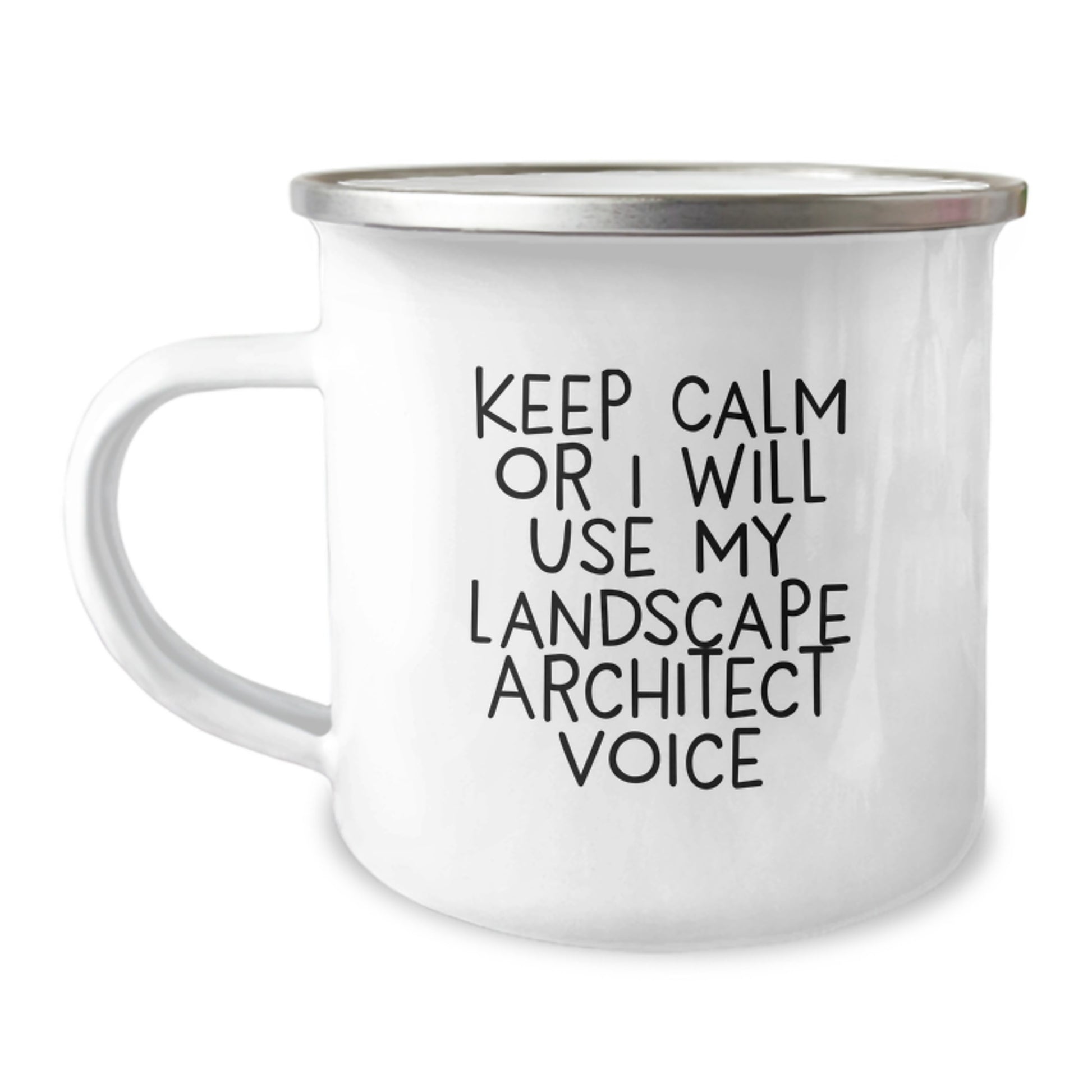 Landscape Architect Humor Gifts from Friends for Birthday, Keep Calm Or I Will Use My Landscape Architect Voice Camping Mug, Funny Quote - Image 1