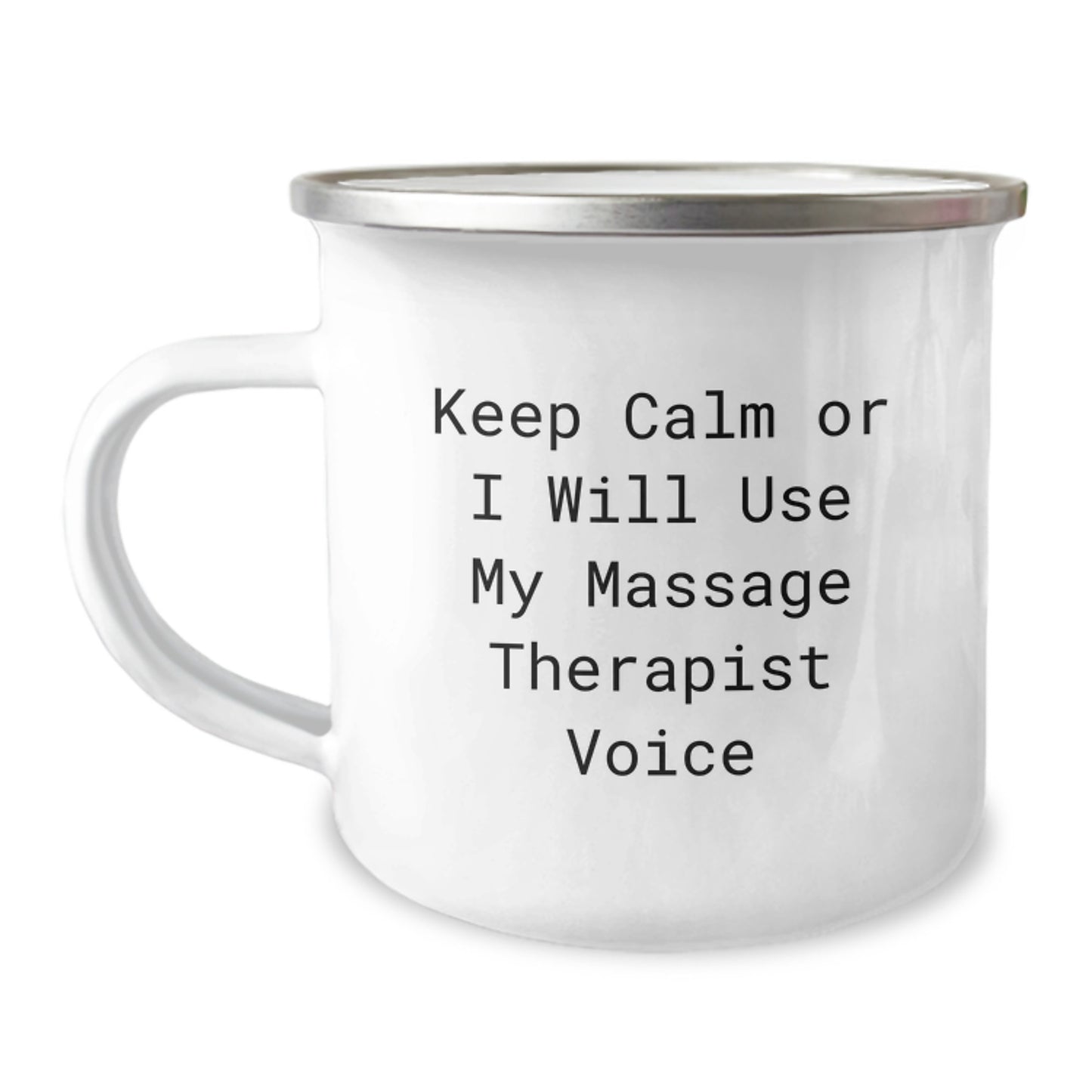 Funny Massage Therapist Gifts from Family to Friends for Christmas Unique Mugs, Keep Calm Or I Will Use My Massage Therapist Voice - Image 1