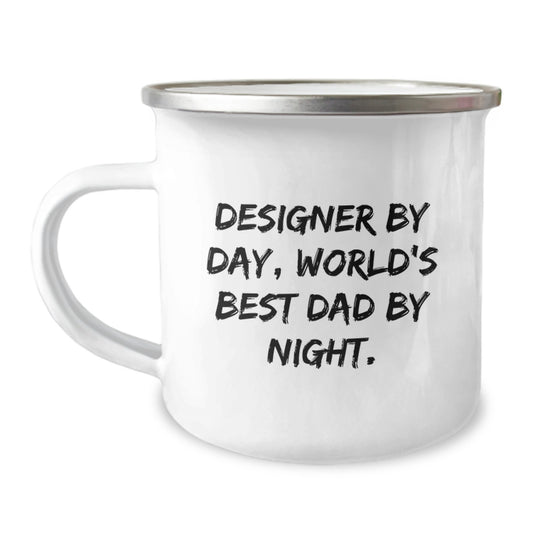 Funny Designer Gifts from Mom, World's Best Dad Camping Mug - Christmas Unique Gifts for Designer Dad - Image 1