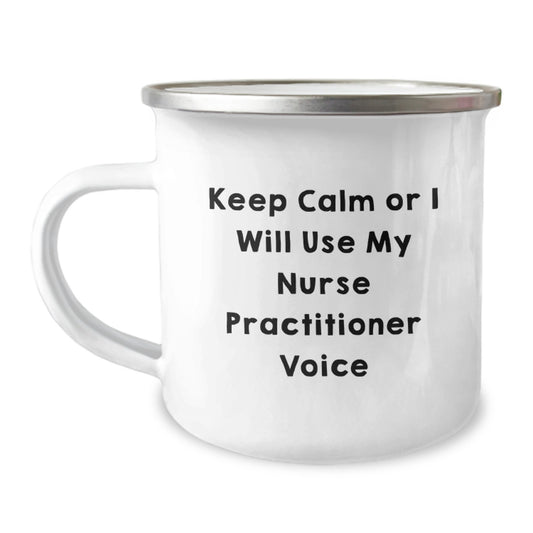 Funny Nurse Practitioner Gifts from Family for Nurse Practitioner - Keep Calm or I'll Use My Nurse Practitioner Voice - Mother's Day Unique Gifts for Nurse Practitioner - Image 1