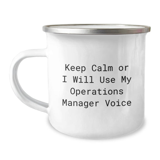 Funny Operations Manager Gifts from Men to Operations Manager Mom on Mother's Day, Camping Mug with Keep Calm Or I Will Use My Operations Manager Voice, Unique Gift Ideas for Men and Women - Image 1