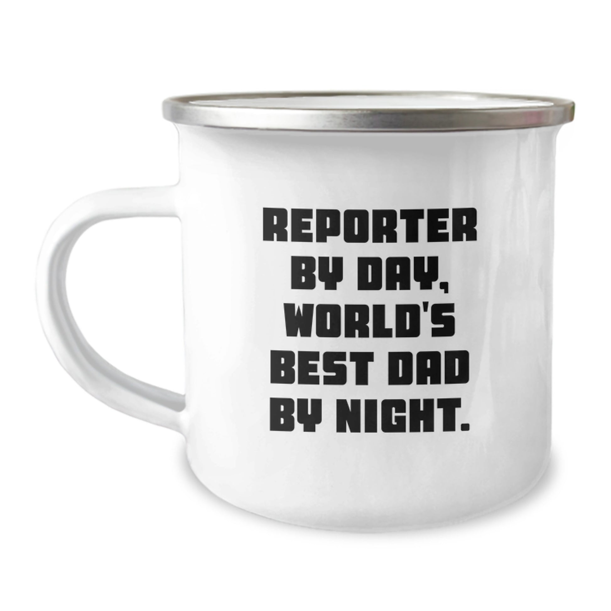 Gifts for Reporter Men Funny Camping Mug - Reporter By Day, World's Best Dad By Night. Christmas Unique Gifts - Image 1