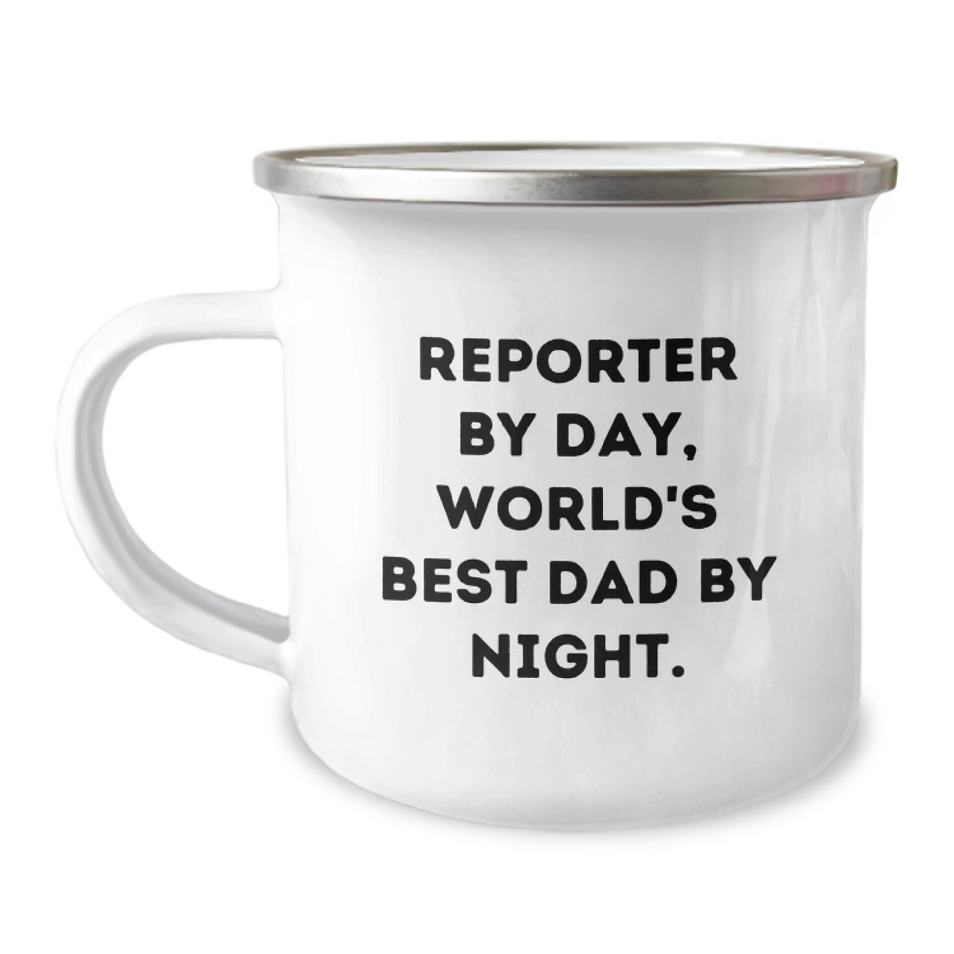 Funny Reporter Gifts for Him by Day, World's Best Dad by Night, Camping Mug for Christmas Unique Presents from Dad to Reporter - Image 1