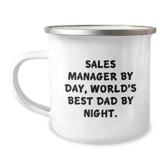Funny Sales Manager Gifts from Men to Sales Manager Friends and Family - World's Best Dad Camping Mug, Christmas Unique Gifts for Sales Manager By Day, World's Best Dad By Night. - Image 1