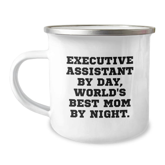 Funny Executive Assistant Gifts for Men or Women from Friends, Unique Christmas Mugs for Camping Lovers with Inspirational Quote - 'Executive Assistant By Day, World's Best Mom By Night.' - Image 1